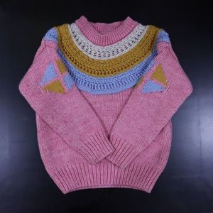 Toddler Girl's 3 Pastel Knitted Sweater 3T Crocheted Vintage Style Top Retro